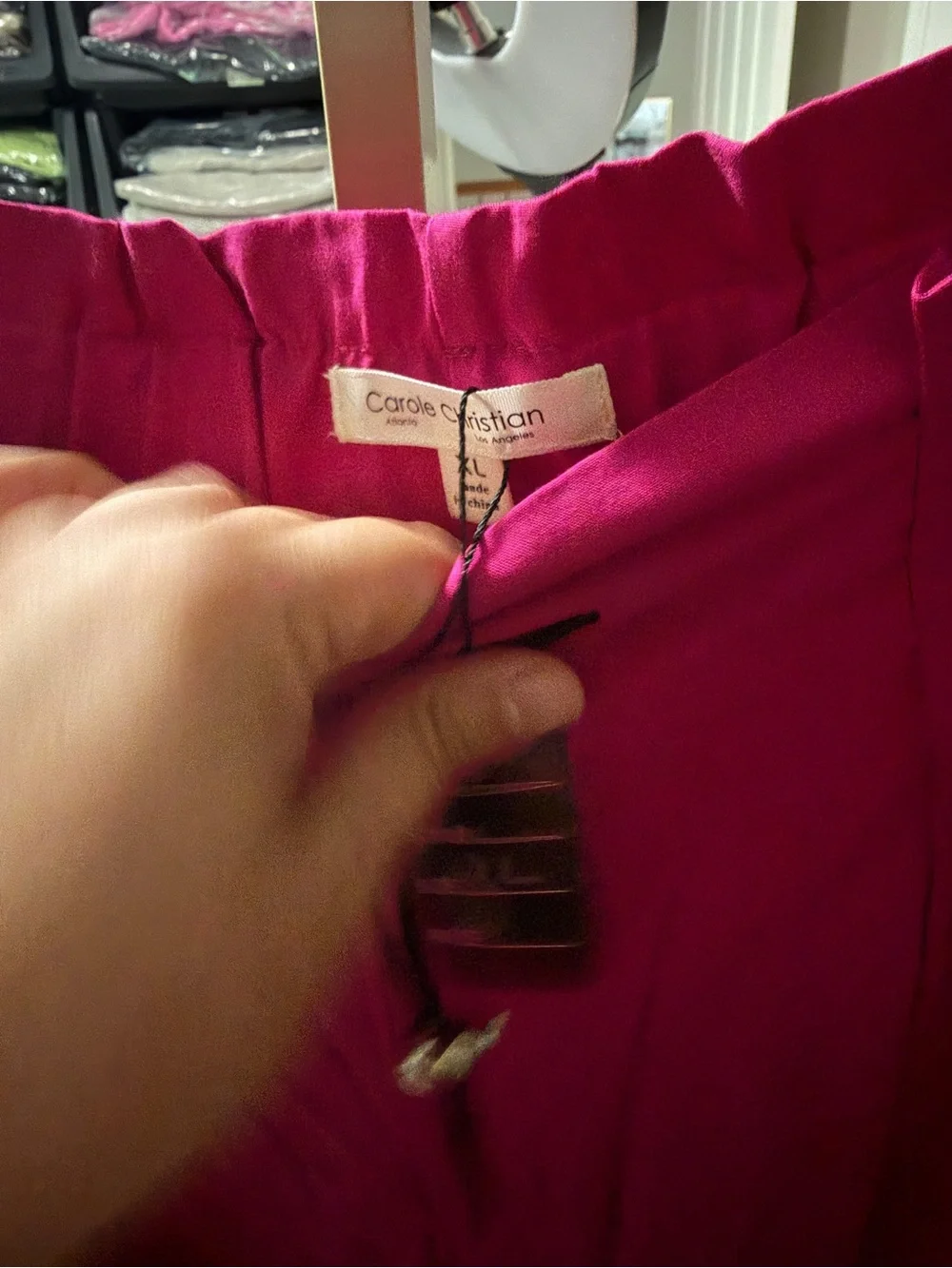 Magenta Drawstring Cargo Crop Pants